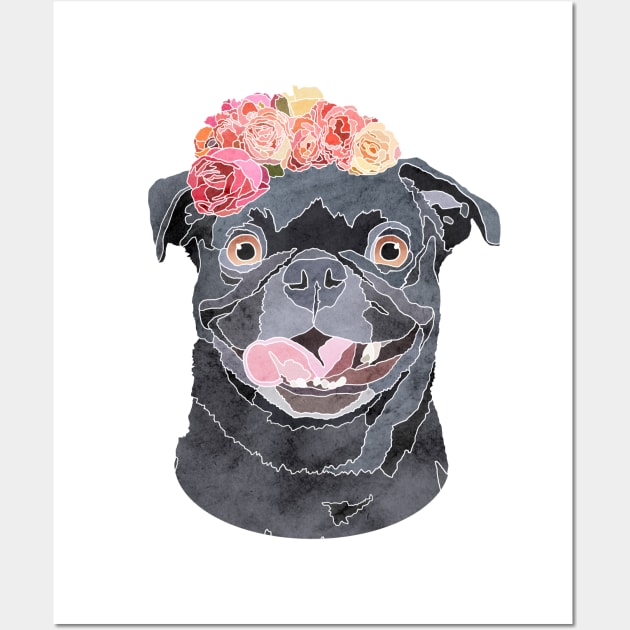 Floral Pug Wall Art by Roguish Design